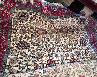 27. Cream & Red Floral Rug (6'9")