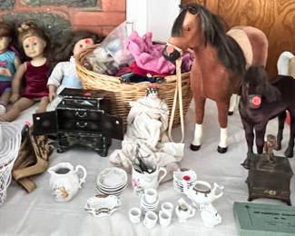 Bitty Baby and American Girl Dolls and Horse. 
