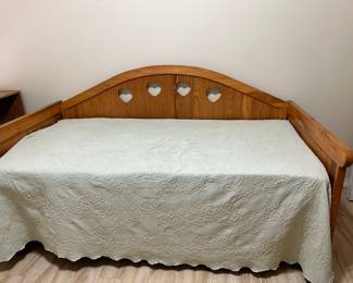 #28 - $200.00 - Wooden Daybed, with cutout hearts 44H x 79L 42D