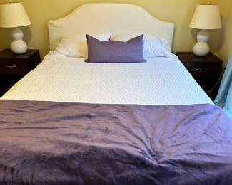 #32 - $150.00 - Queen bed, with white covered head board 45H x 62L