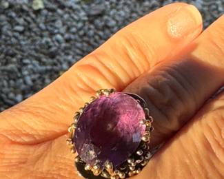 #58 - $170.00 - Sterling ring Artisan ring with large Amethyst 