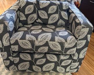 #5 - $240.00 - Lazy Boy rocker with leaf pattern in grey tones 36H x arms 25H x 31W x 36 D