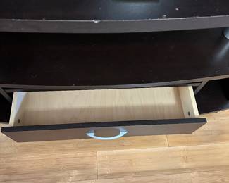 #4 - 120.00 - TV Stand, with three shelves  and drawer 23H x 22D x 39L