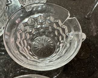 #47 - $300.00 - Fostoria American clear punch bowl with stand, 12 cups and ladle