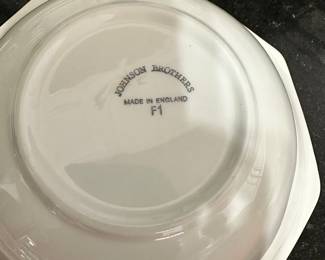 38 - $150.00 - Fine China, Johnson Brothers Iron Stone Heritage made in England, 6 dinner plates, 9 salad plates, 9 bread plates, 6 bowls, 9 saucers, 8 cups