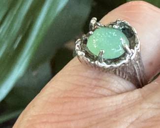 #59 - $58.00 - Sterling & jade cabochon - size 4 3/4 - 4.45gr  