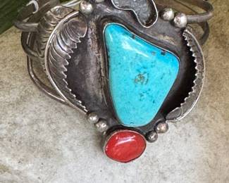 #53 - $50.00 - Cuff sterling Navajo missing a stone 45.12 gr