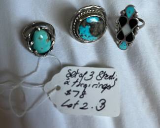 #61 - $78.00 - Set of three Sterling/Tory rings
