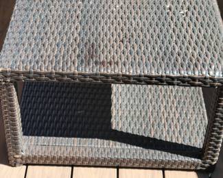 WICKER PATIO SET - SOFA $150, CHAIRS $125 EACH AND COFFEE TABLE $50 - TOTAL $500.....A FEW SLIGHT IMPERFECTIONS ON TABLE AND THERE IS A CLOSE UP OF ONE SIDE OF THE SOFA BY THE LEG. PRICED ACCORDINGLY AND SELLING INDIVIDUALLY OR AS SET