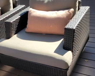 WICKER PATIO SET - SOFA $150, CHAIRS $125 EACH AND COFFEE TABLE $50 - TOTAL $500.....A FEW SLIGHT IMPERFECTIONS ON TABLE AND THERE IS A CLOSE UP OF ONE SIDE OF THE SOFA BY THE LEG. PRICED ACCORDINGLY AND SELLING INDIVIDUALLY OR AS SET