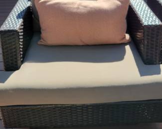 WICKER PATIO SET - SOFA $150, CHAIRS $125 EACH AND COFFEE TABLE $50 - TOTAL $500.....A FEW SLIGHT IMPERFECTIONS ON TABLE AND THERE IS A CLOSE UP OF ONE SIDE OF THE SOFA BY THE LEG. PRICED ACCORDINGLY AND SELLING INDIVIDUALLY OR AS SET