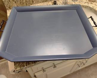 STUNNING BLUE WITH SERPENTINE ACCENT WINE CABINET WITH REMOVABLE SERVING TRAY TOP $65