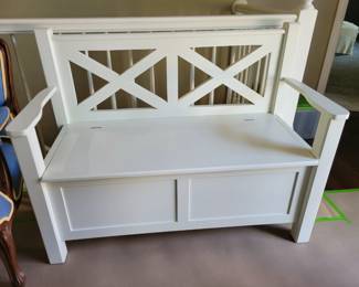 WHITE BENCH WITH STORAGE $60