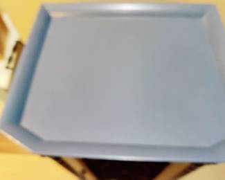 STUNNING BLUE WITH SERPENTINE ACCENT WINE CABINET WITH REMOVABLE SERVING TRAY TOP $65