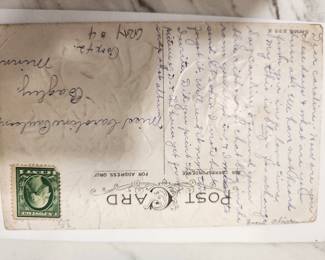 antique 1 cent stamp on lovely post card 1912