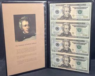 2004A (4) Uncut US $20 Star Notes '000' Serial