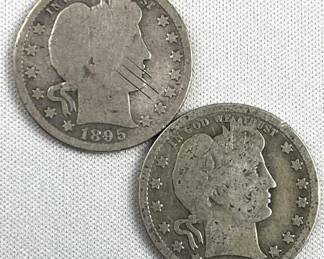 1895-O & 1907 Barber Silver Quarters