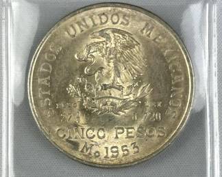 1953 Silver Mexico 5 Pesos w/ Luster/Tone