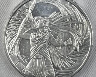1oz Silver Aztec 'Eagle Warrior' .999 Art Round