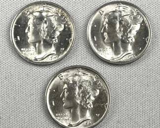 1945-P,D,S Mercury Dimes, Gem BU