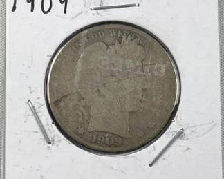 1909 Barber Silver Half Dollar, US 50c