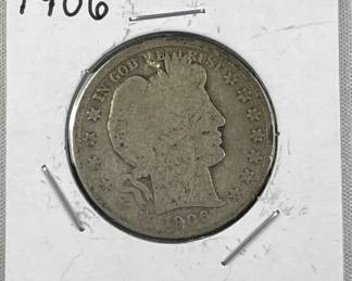 1906 Barber Silver Half Dollar, US 50c