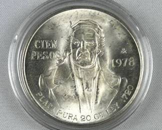 1978 Silver Mexico 100 Pesos, BU, Monterey