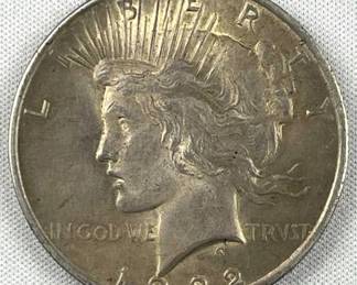 1922 Peace Silver Dollar, Nice Condition/Tone