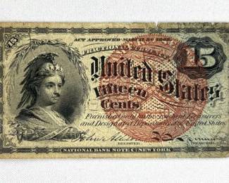 Scarce 1863 US 15 Cent Fractional Note, NY
