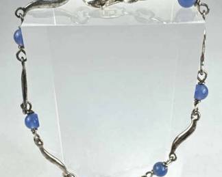 925 Silver Blud Bead Wavy Link Bracelet