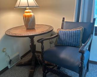 Antique accent table with matching chair