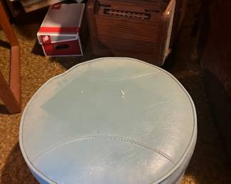 Vintage Baby Blue Ottoman