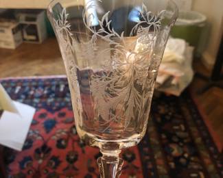 1940’s etched stem set, 31 pieces