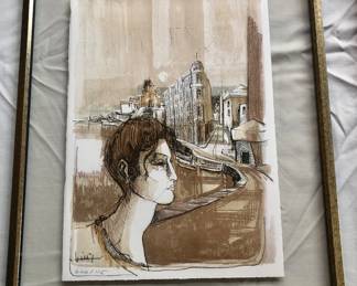 Head of a woman by seaside French Marina Riviera