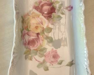Germany pink roses oval celery dish