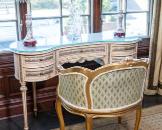 Vintage painted vanity with mirror (mirror is over mantle).