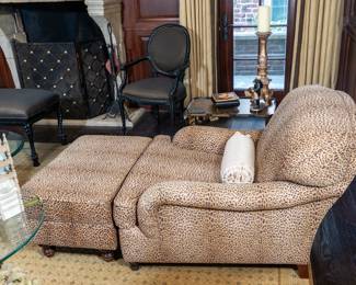 Ralph Lauren lounge chair with ottoman.
