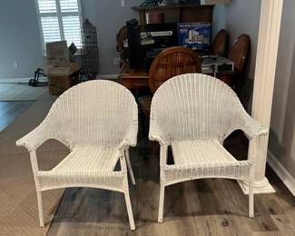 Vintage woven wicker chairs