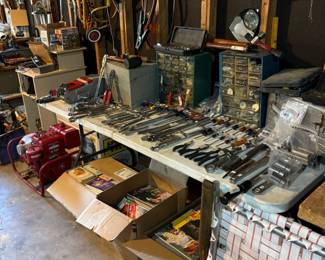 Craftsman tools, compressor, radial saw, 