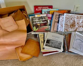 Lot 047-B: Joe’s “How-to” and Hobby Library 

Features: 
•	Bettie’s husband Joe was quite the Renaissance man when it came to his love of “how to” and the history of refinishing furniture, metalworking, leatherworking, classic autos, etc. Here’s his small but eclectic library, waiting for a new, curious and industrious owner!
•	Includes some leather pieces and remnants to help get you started “carving leather”!

Dimensions: N/A

Condition: Varies. See pictures

