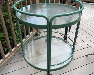 round glass bar cart 