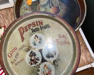 Vintage Pepsin tutti frutti round metal serving ladies of the 4 seasons 