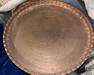 engraved copper serving tray 