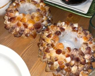Citrine Quartz Crystal Cluster 'crown point' tealight candle holder 