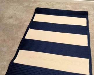 NEW Rug from Pottery Barn - NEVER USED! Navy and Ivory thick stripes 3x5'. Perfect for your entryway.