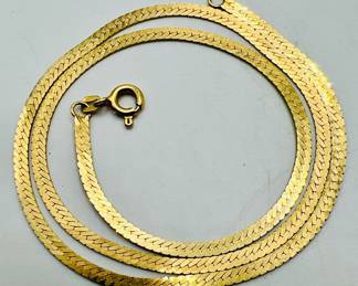Classic 14K Gold Herringbone Necklace

