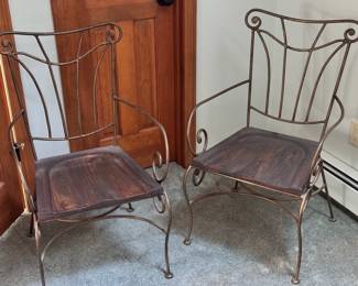 (2) Metal Chairs With Wood Seat Pad
