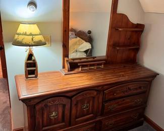 Wooden Vanity Mirror Dresser
