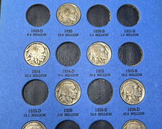 Buffalo Nickels in 1913-1938 Collection Book
