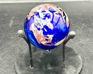 Lundberg Studios Glass World Earth Paperweight
